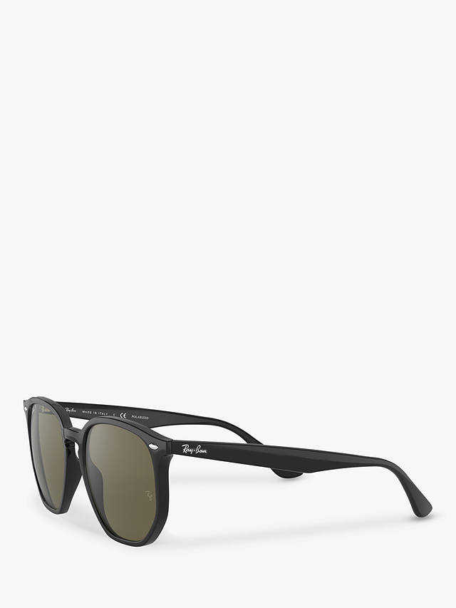 Ray-Ban RB4306 Unisex Polarised Sunglasses, Black/Green