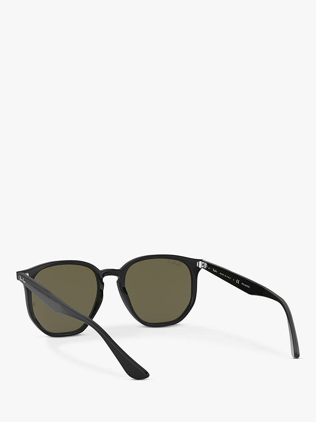 Ray-Ban RB4306 Unisex Polarised Sunglasses, Black/Green