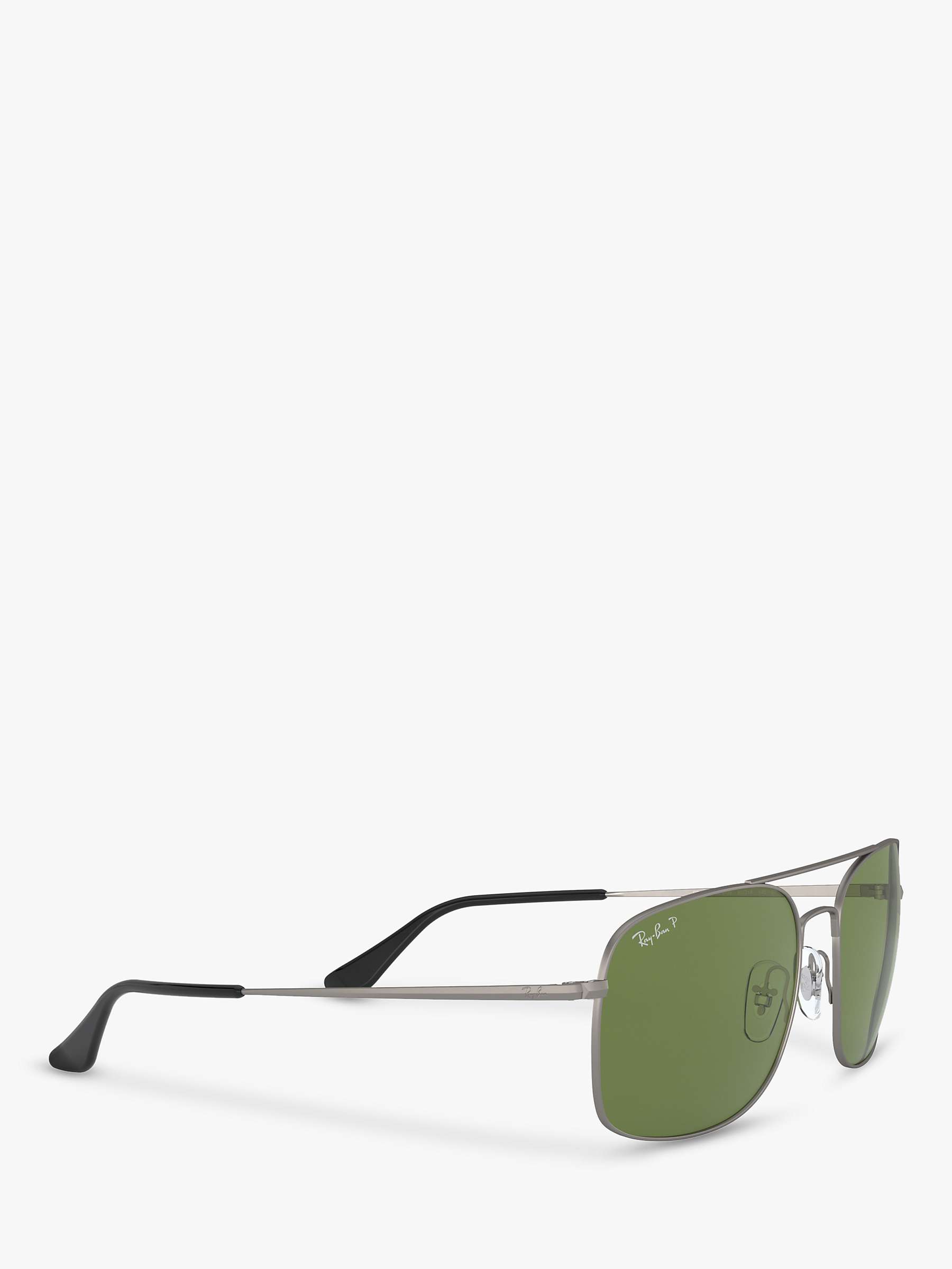 Ray-Ban RB3611 Unisex The Colonel Polarised Square Sunglasses, Matte  Gunmetal/Green at John Lewis & Partners