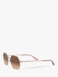 Ray-Ban RB3556N Women's Heptagonal Sunglasses, Bronze/Brown Gradient