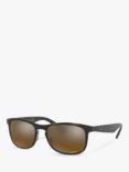Ray-Ban RB4263 Men's Polarised D-Frame Sunglasses, Matte Tortoise/Mirror Bronze