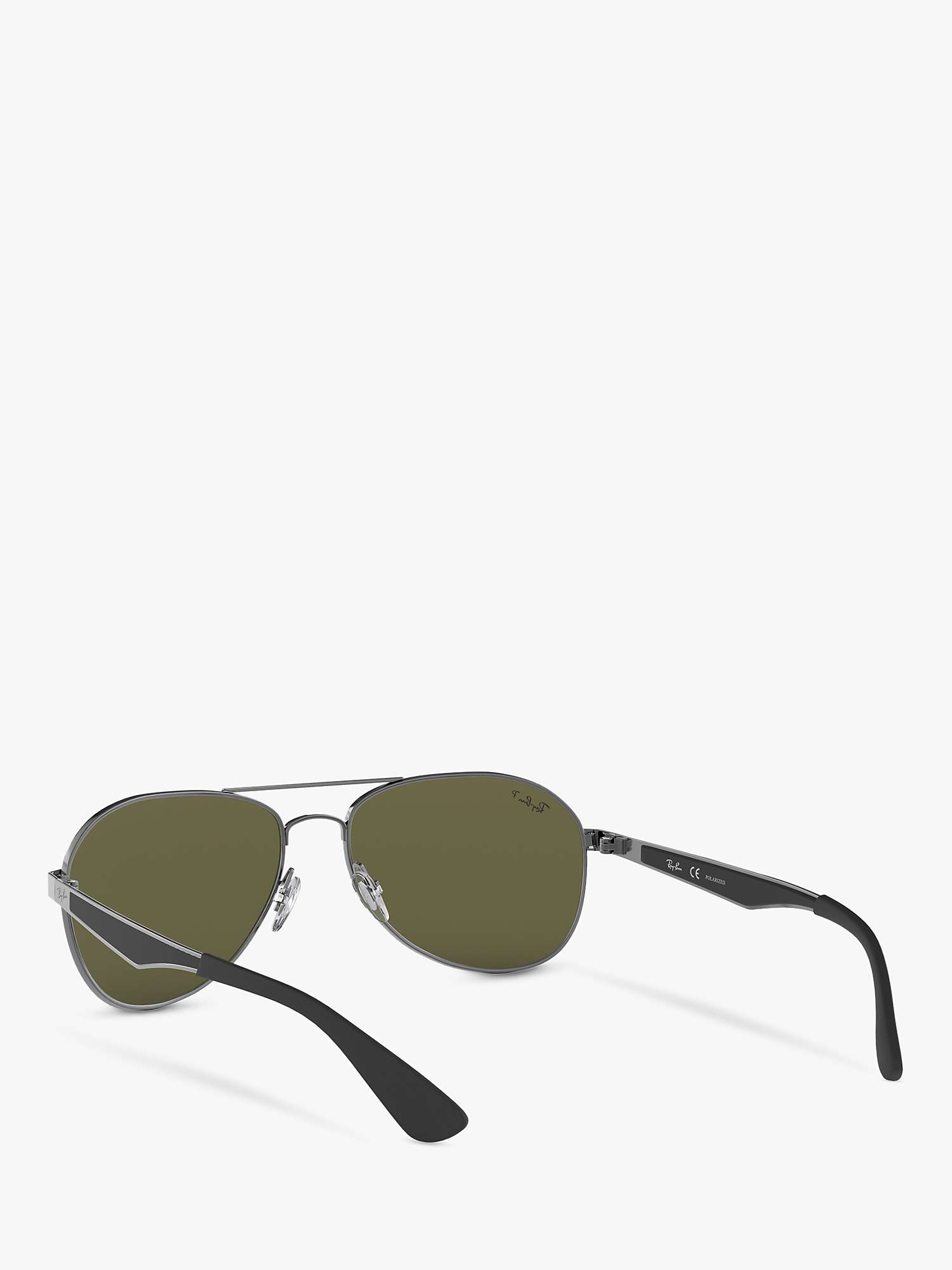 Buy Ray-Ban RB3549 Men's Polarised Aviator Sunglasses, Gunmetal/Green Online at johnlewis.com