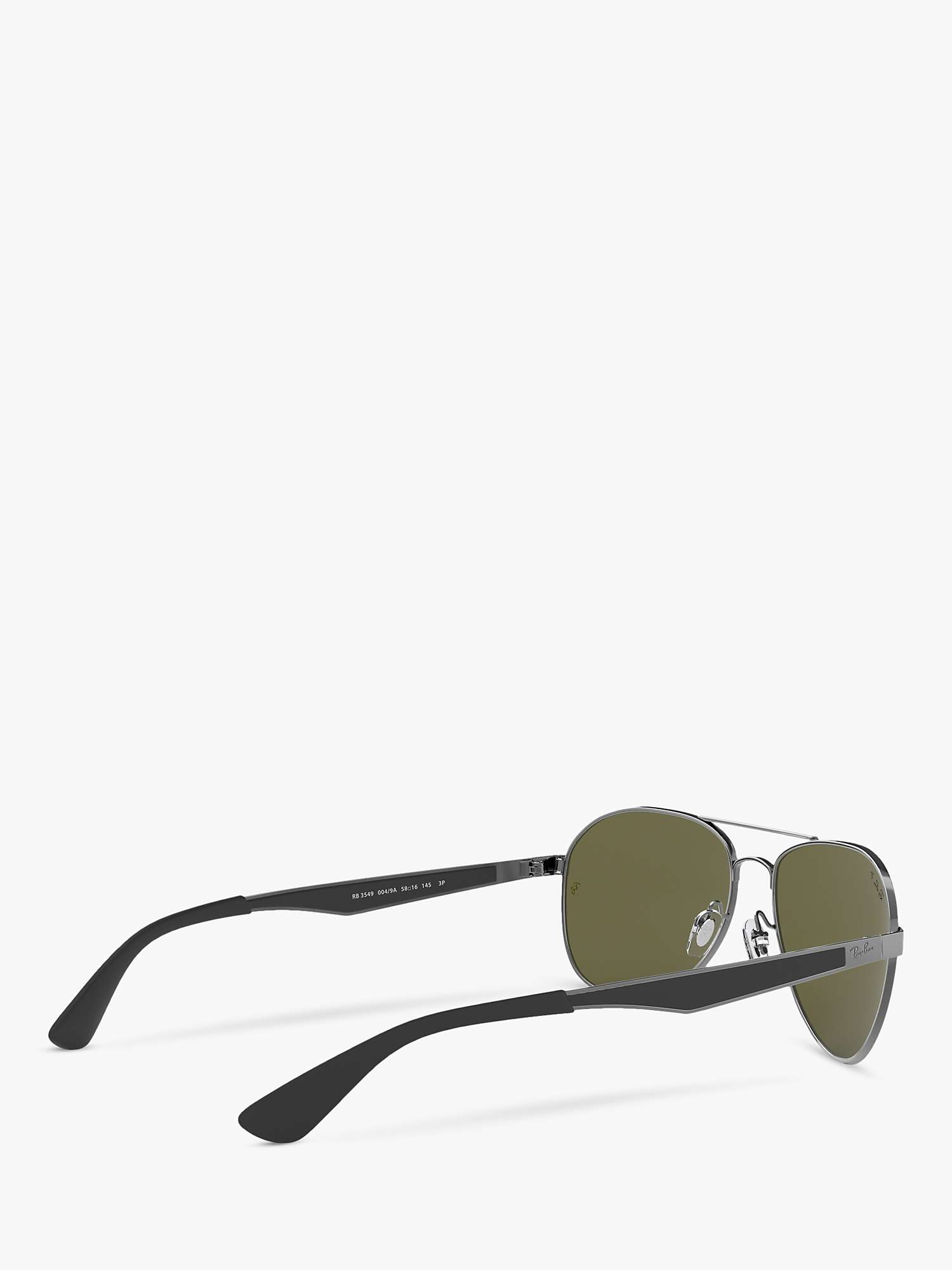 Buy Ray-Ban RB3549 Men's Polarised Aviator Sunglasses, Gunmetal/Green Online at johnlewis.com