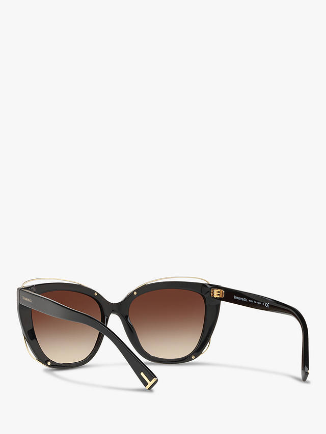Tiffany & Co TF4148 Women's Cat's Eye Sunglasses, Black/Brown