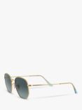 Ray-Ban RB3548N Unisex Hexagonal Sunglasses, Gold/Blue Gradient