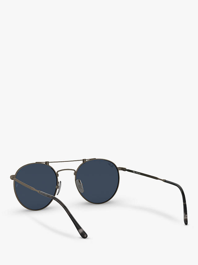 Ray-Ban RB8147 Unisex Oval Sunglasses, Demi Gloss Pewter/Dark Blue