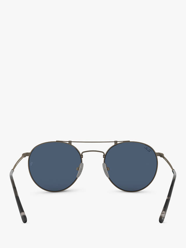 Ray-Ban RB8147 Unisex Oval Sunglasses, Demi Gloss Pewter/Dark Blue