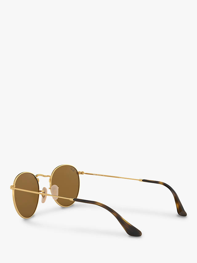 Ray-Ban RB3447N Men's Round Flash Sunglasses, Shiny Gold/Mirror Pink