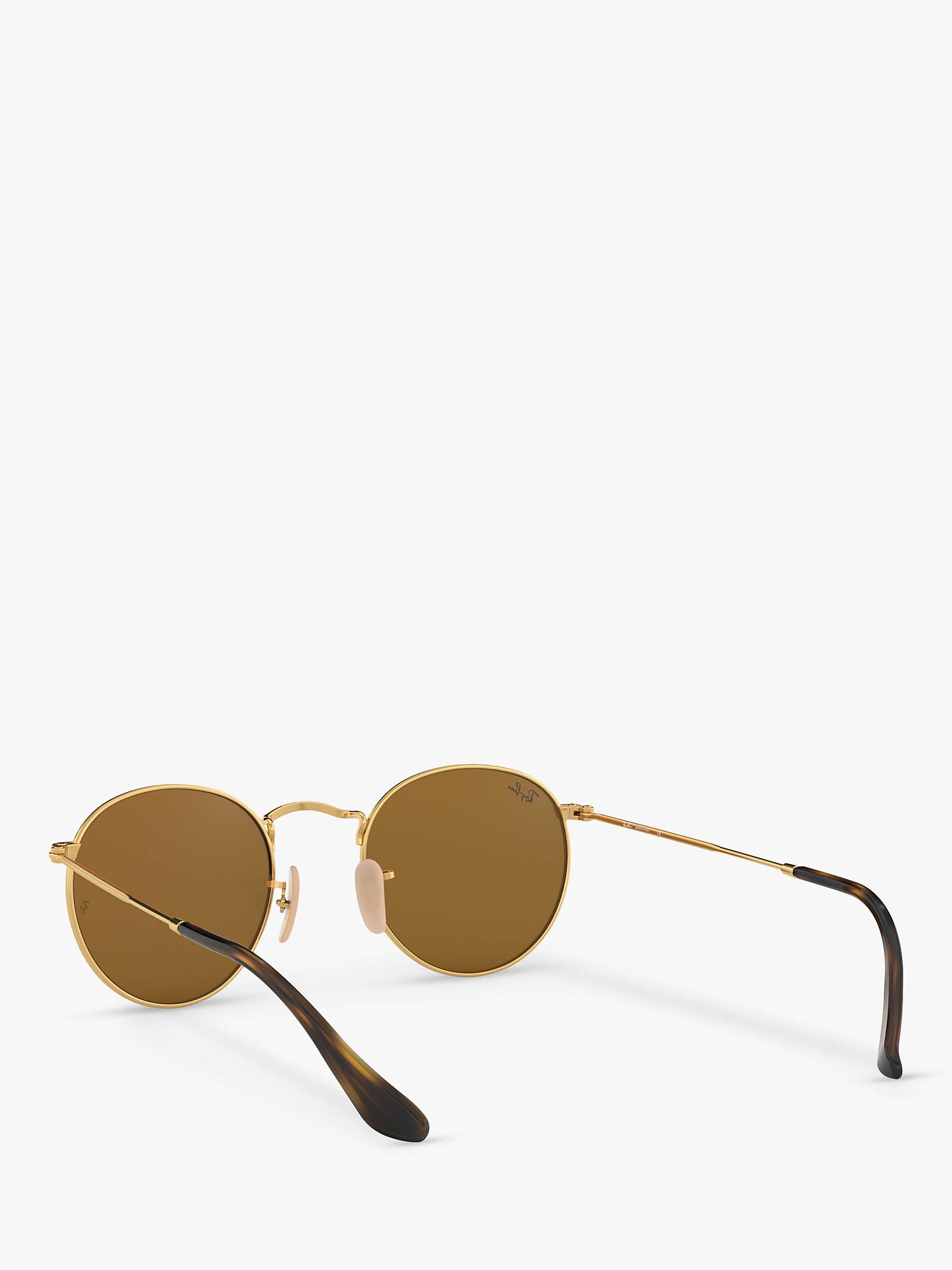 Buy Ray-Ban RB3447N Men's Round Flash Sunglasses, Shiny Gold/Mirror Pink Online at johnlewis.com