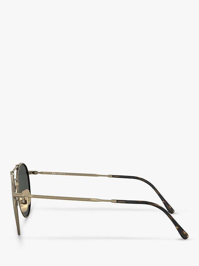 Ray-Ban RB8147 Unisex Round Double Bridge Sunglasses, Demi Glass/Antique Gold