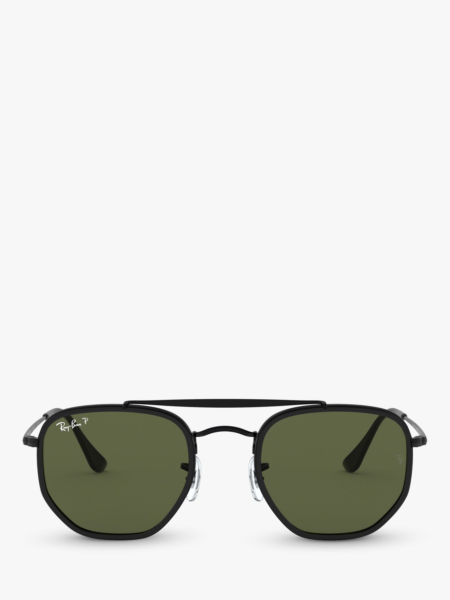 Ray-Ban RB3648M Unisex The Marshal Polarised Irregular Sunglasses, Black/Green  at John Lewis & Partners