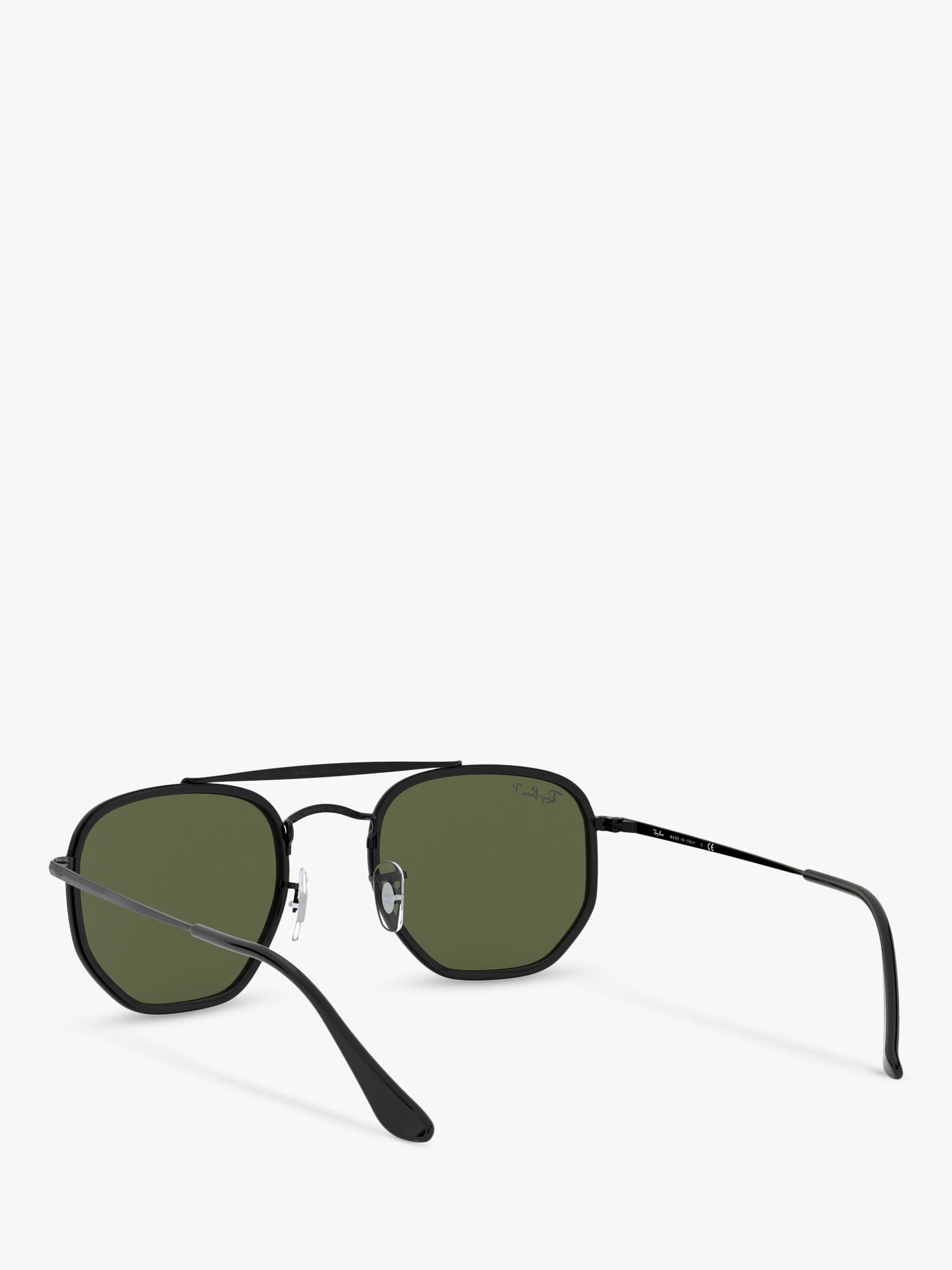 Ray-Ban RB3648M Unisex The Marshal Polarised Irregular Sunglasses, Black/Green  at John Lewis & Partners