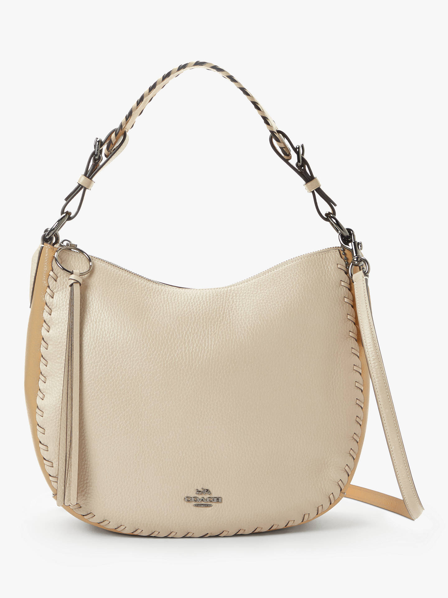 Coach Sutton Whipstitch Pebbled Leather Hobo Bag, Ivory/Multi at John Lewis & Partners
