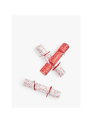 John Lewis & Partners Xmas Script Fill Your Own Christmas Crackers, Pack of 6, Red / White
