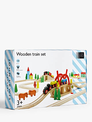 John Lewis & Partners Wooden Train Set, 120 Pieces