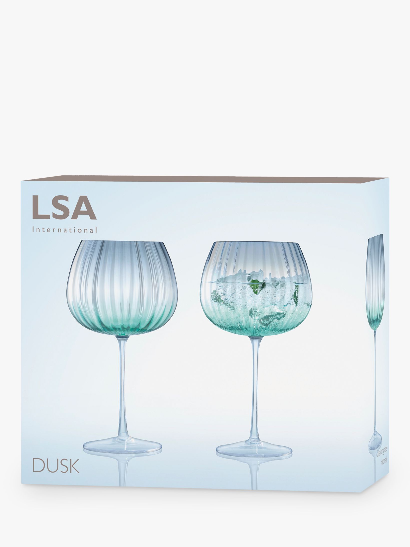 LSA International Dusk Balloon Goblet 650 ml Green/Grey, Set of 2, Mouthblown and Handmade Glass
