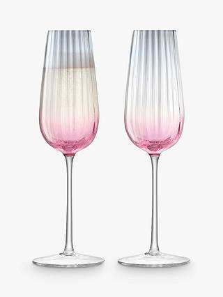 LSA International Dusk Champagne Flutes, 250ml, Set of 2, Pink/Grey