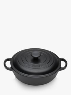 Le Creuset Essentials Cast Iron Round Casserole Soup Pot, 22cm, Satin Black