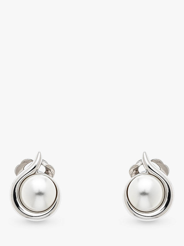 Emma Holland Faux Pearl Round Clip-On Stud Earrings, Silver