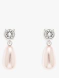 Emma Holland Swarovski Crystal and Faux Pearl Clip-On Drop Earrings, Silver/Pink