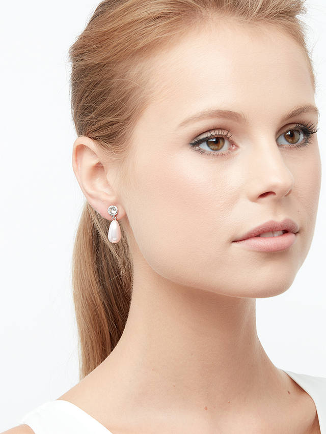 Emma Holland Swarovski Crystal and Faux Pearl Clip-On Drop Earrings ...