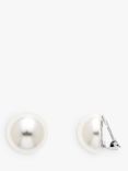Emma Holland Small Faux Pearl Clip-On Stud Earrings, Silver/White