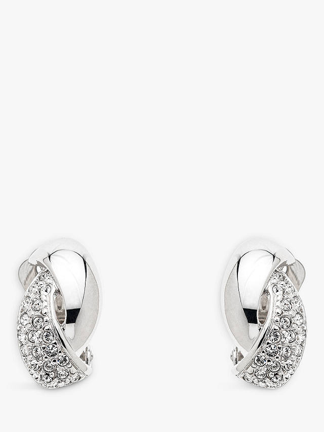 Emma Holland Swarovski Crystal Twist Clip-On Stud Earrings, Silver