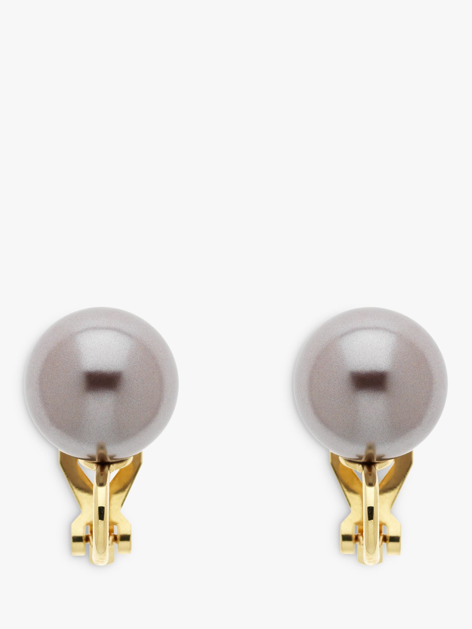 Emma Holland Faux Pearl Clip-On Stud Earrings, Gold/Brown