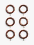 John Lewis Wood Curtain Rings, Dia.35mm, Set of 6, Espresso