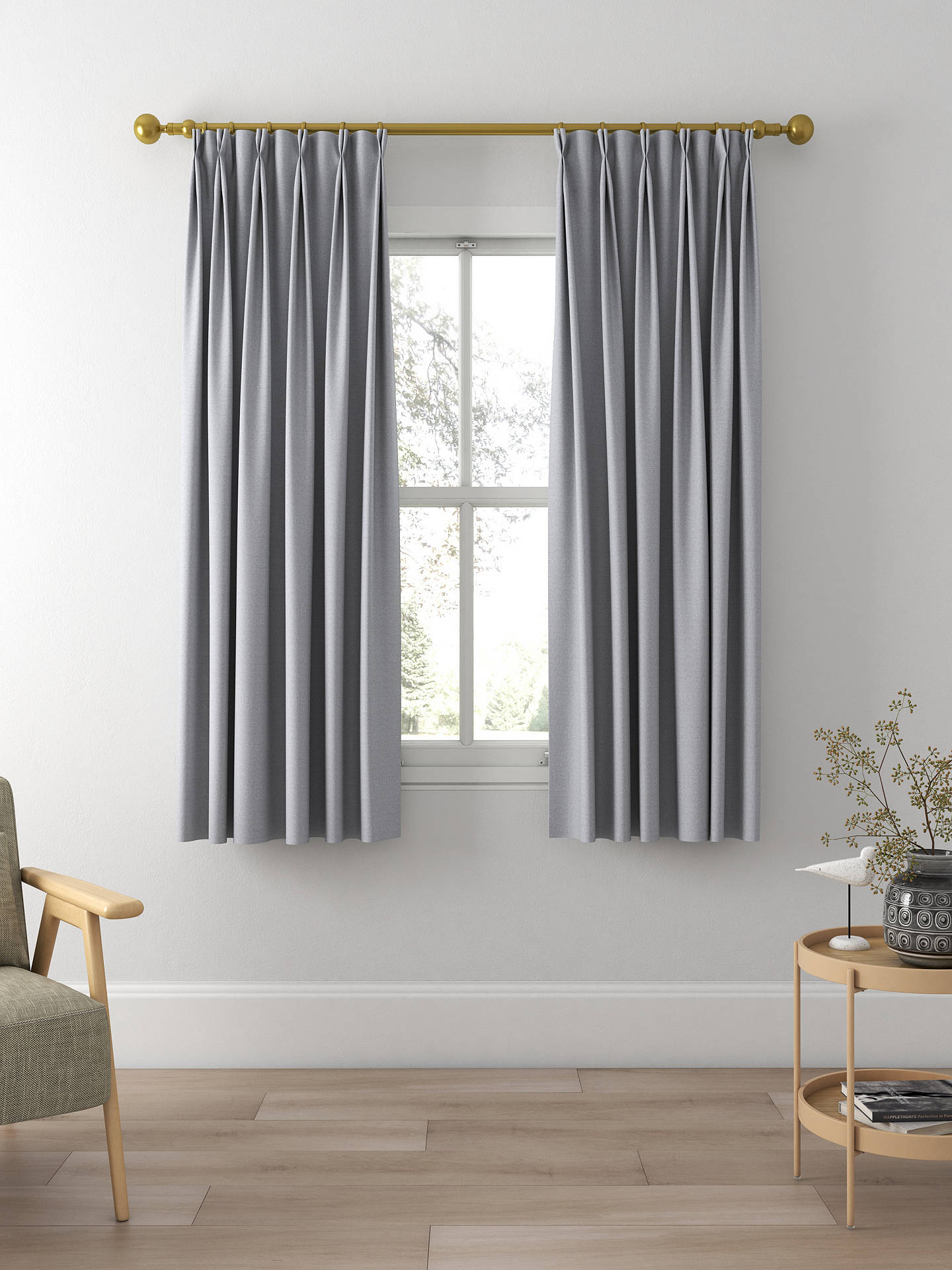 John Lewis Cotton Blend Made to Measure Curtains, Silver