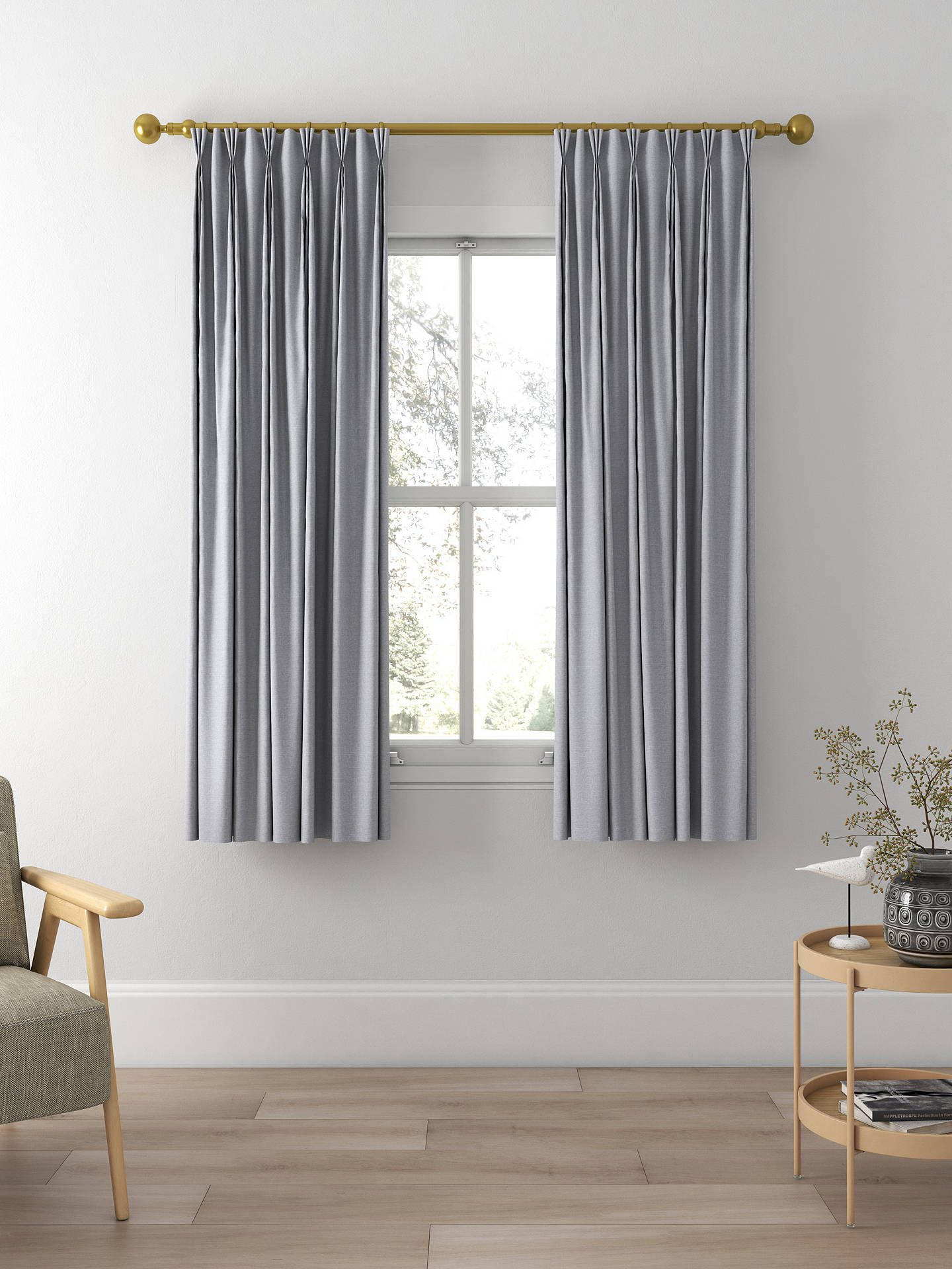 John Lewis Cotton Blend Made to Measure Curtains, Silver