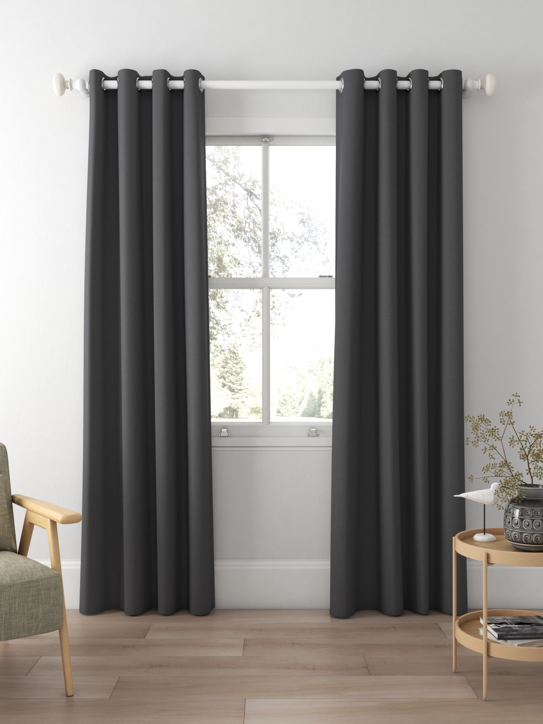 John Lewis Cotton Blend Made to Measure Curtains, Graphite