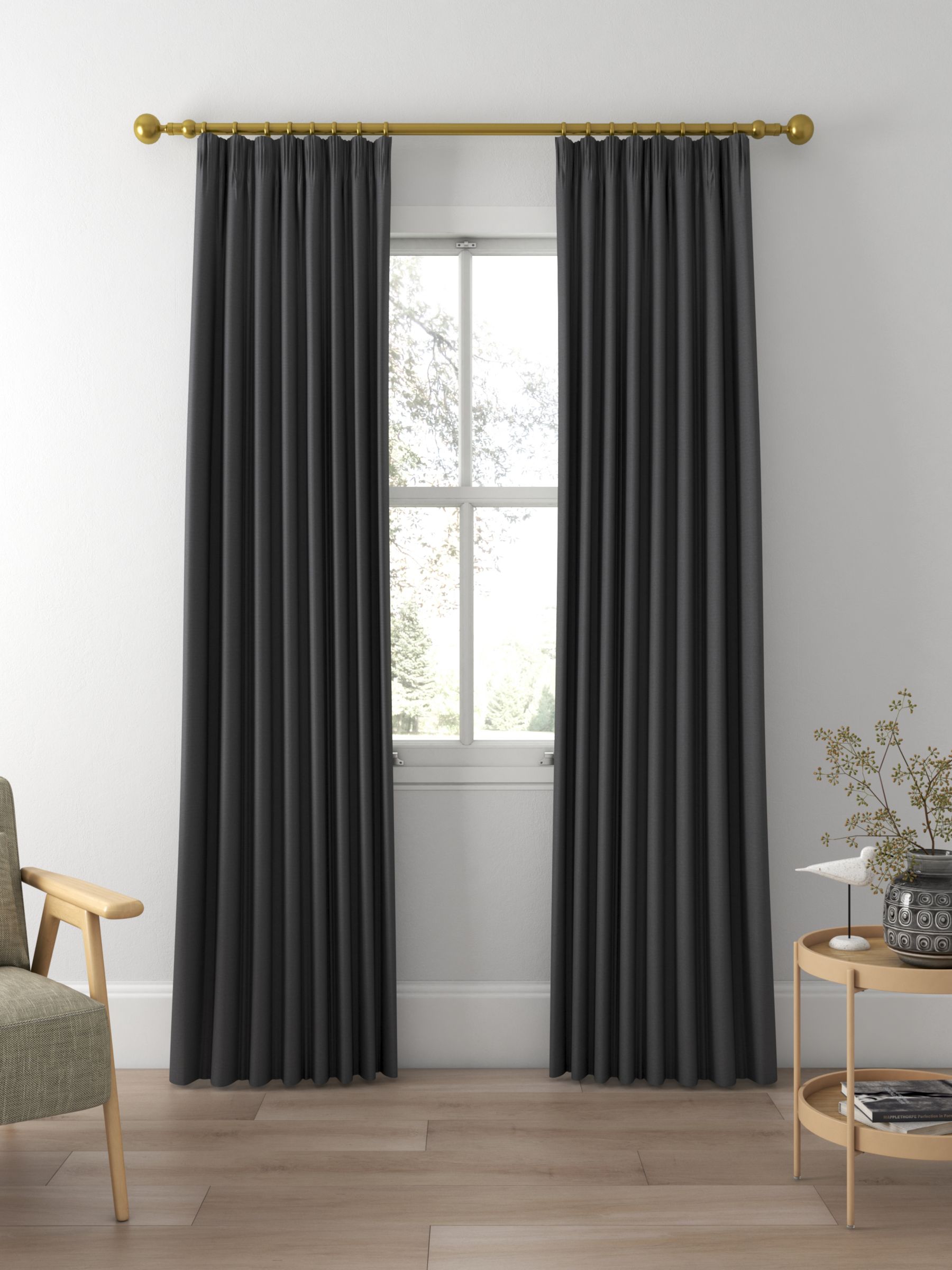 John Lewis Cotton Blend Made to Measure Curtains, Graphite