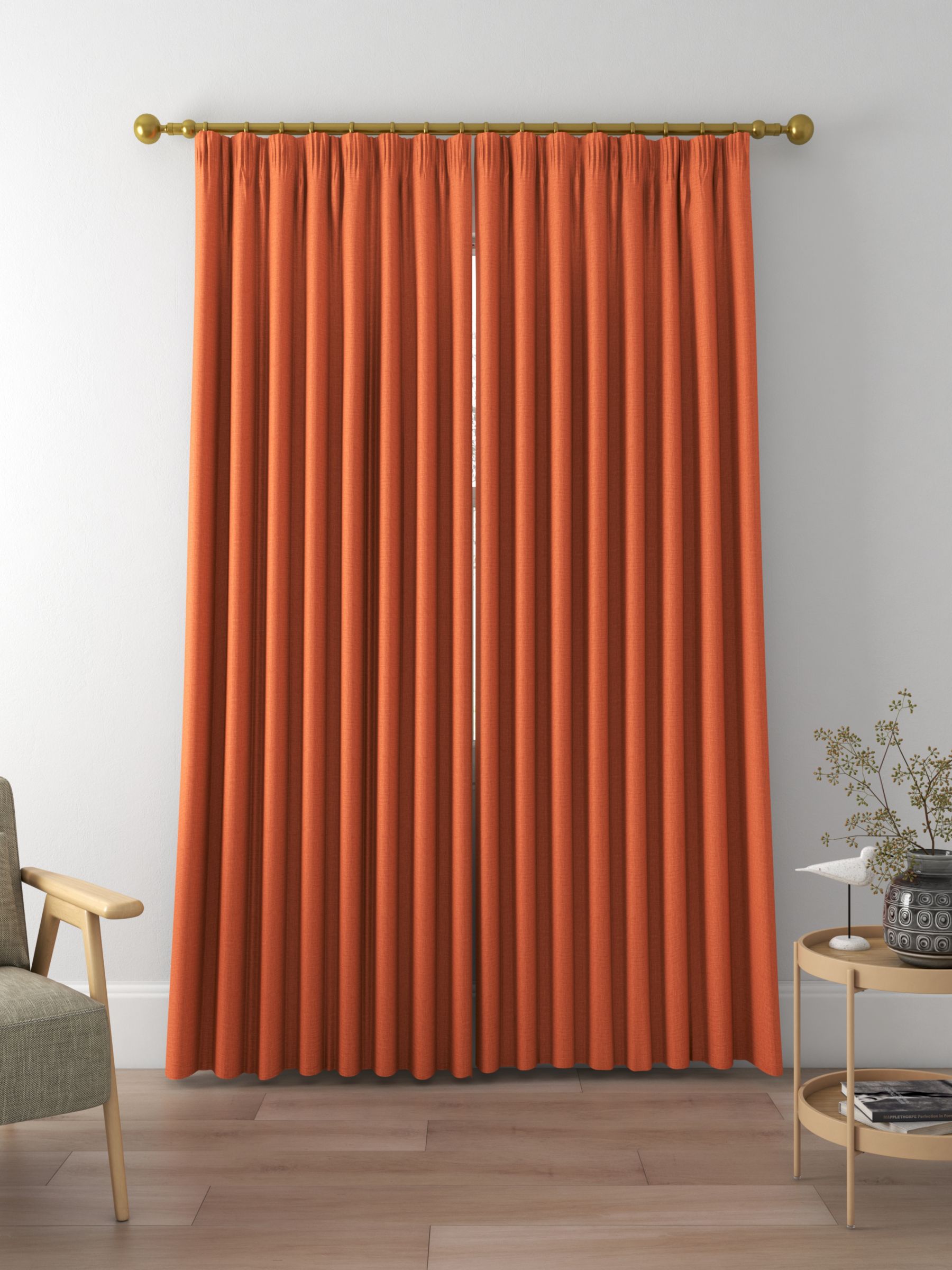 John Lewis Cotton Blend Made to Measure Curtains, Clementine