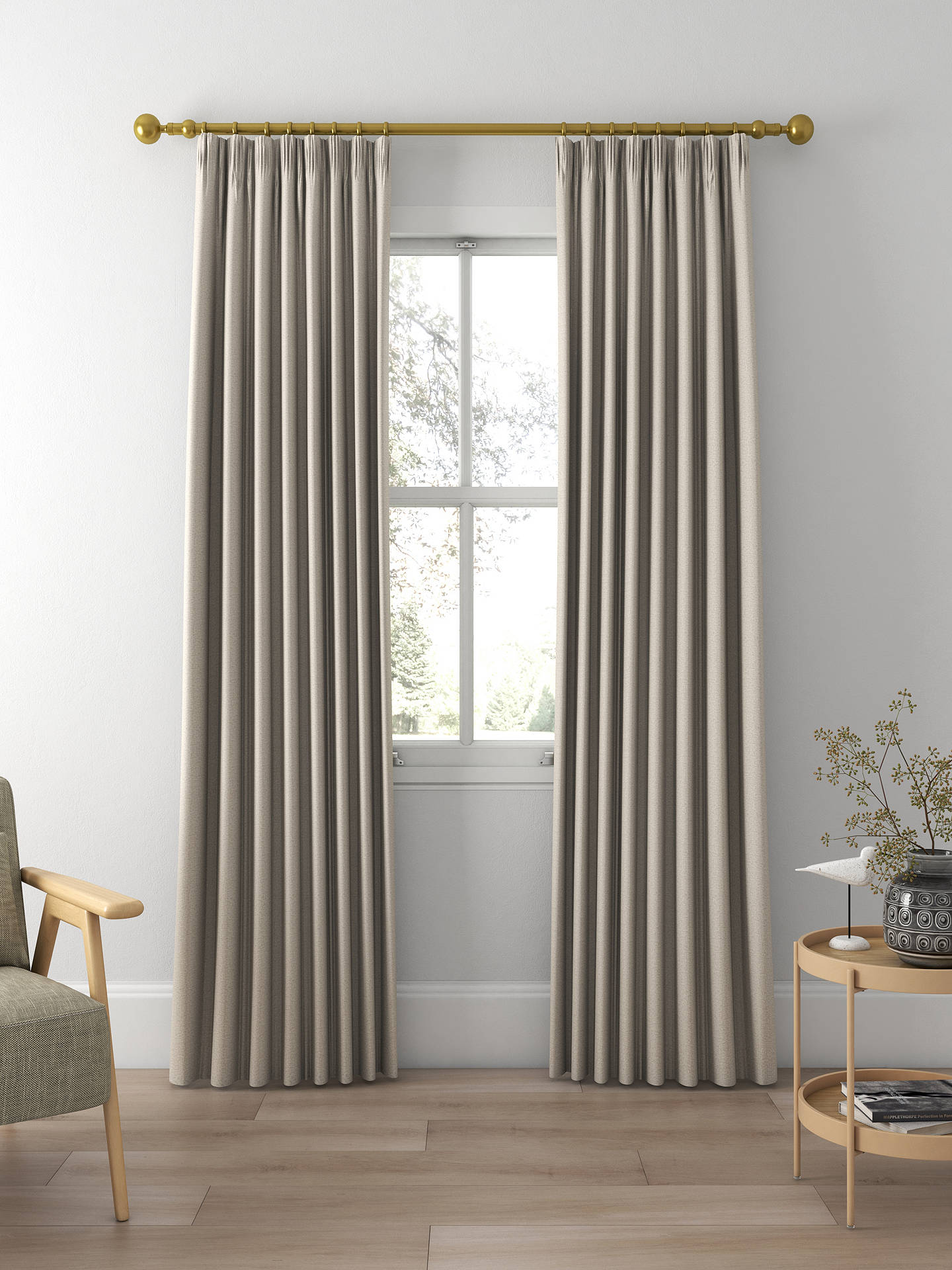 John Lewis Cotton Blend Made to Measure Curtains, Fawn