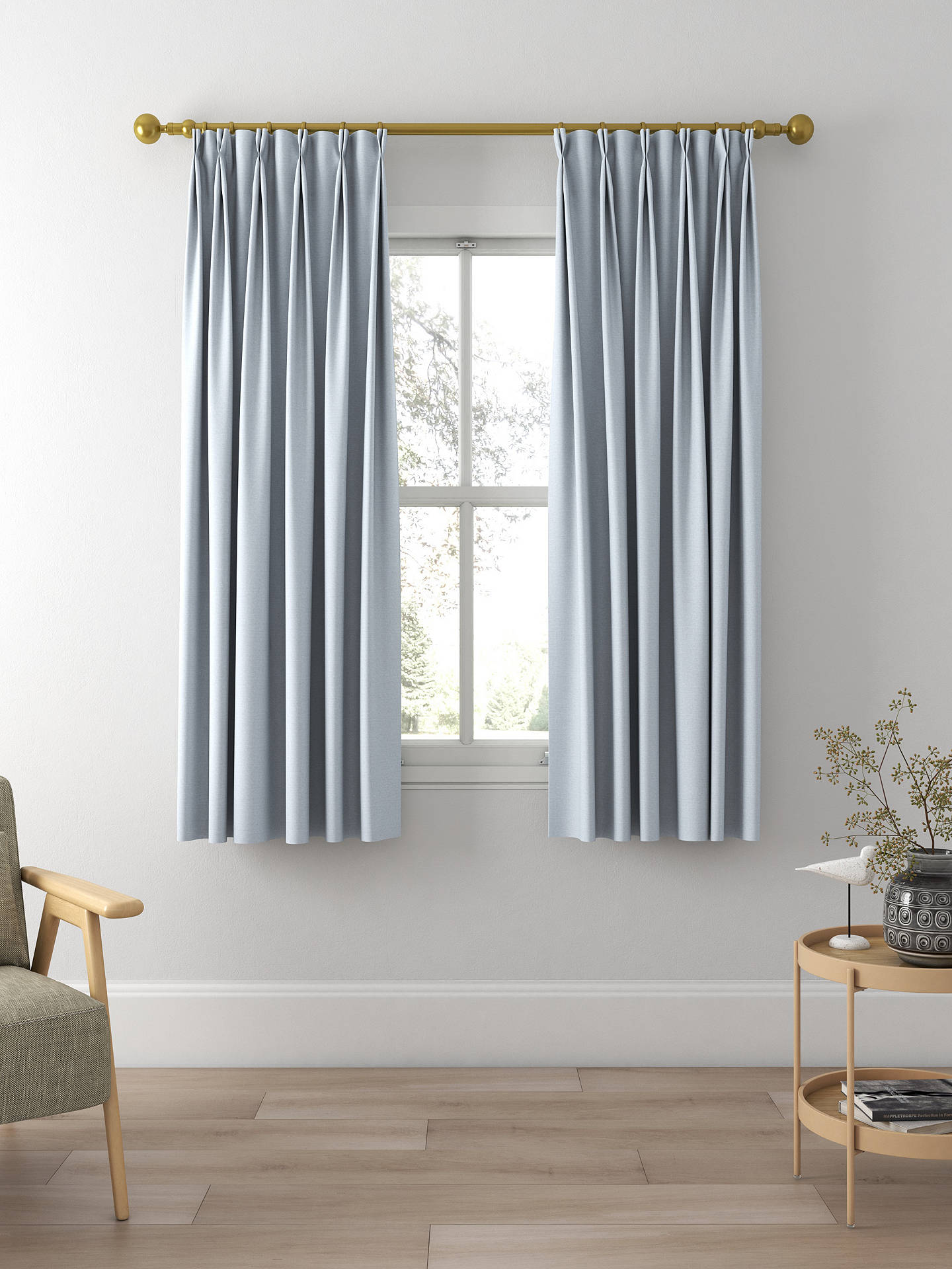 John Lewis Cotton Blend Made to Measure Curtains, Sky