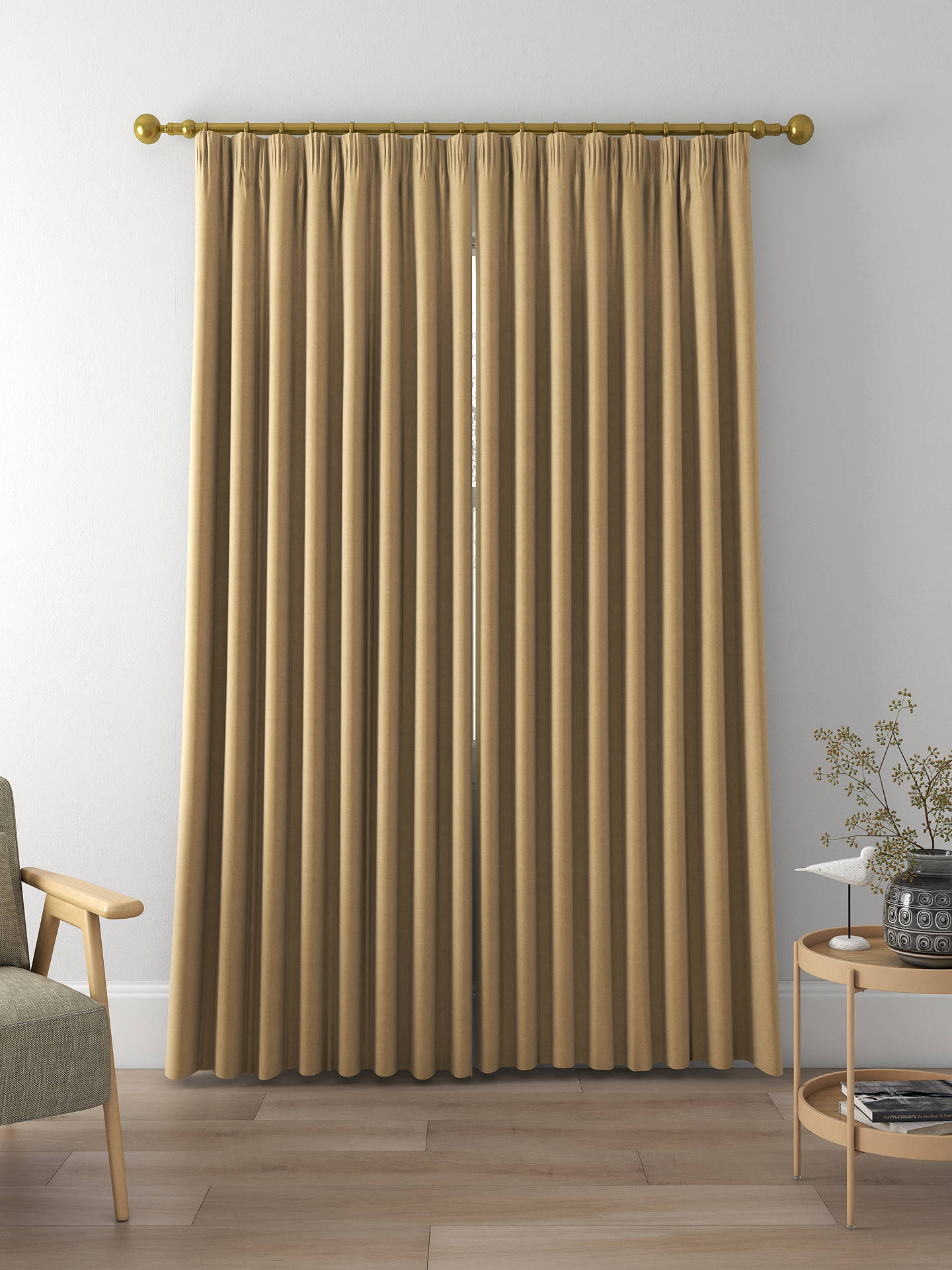 John Lewis Knitted Velvet Made to Measure Curtains, Mocha