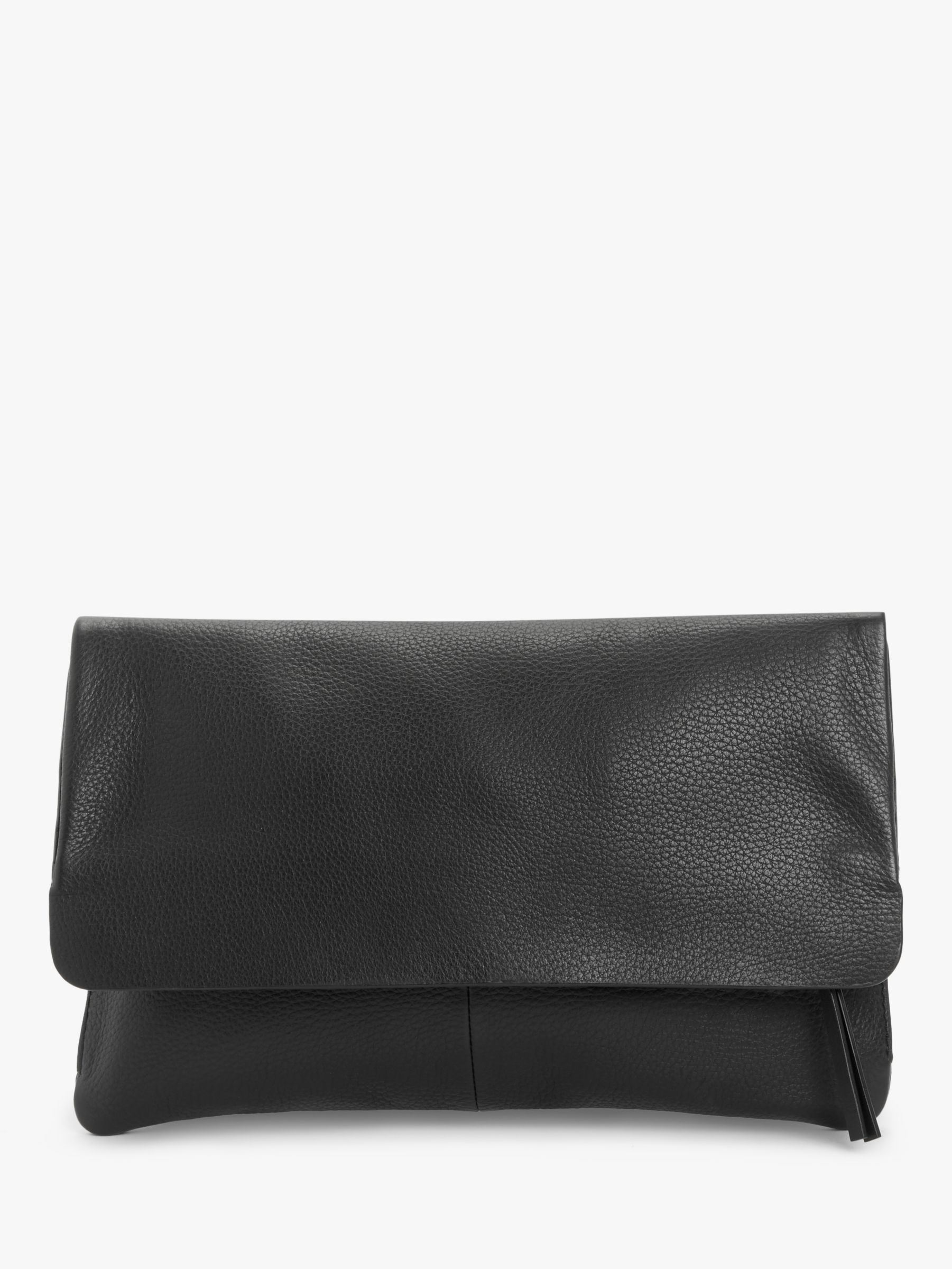 John Lewis & Partners Leather Mistry Clutch Bag, Black at John Lewis ...