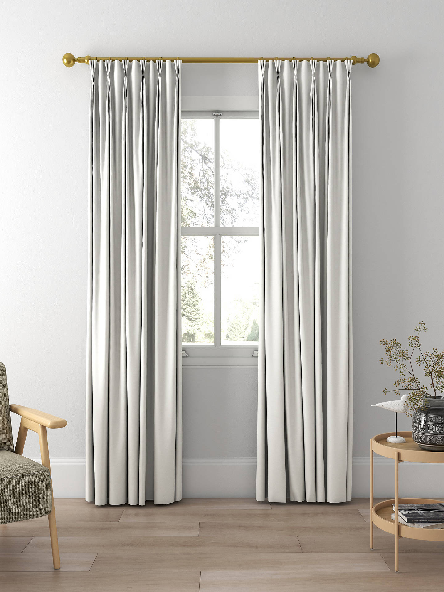 John Lewis Textured Twill Made to Measure Curtains, Alabaster