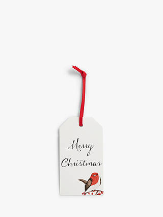 John Lewis & Partners Traditions Merry Christmas Robin Gift Tags, Pack of 12