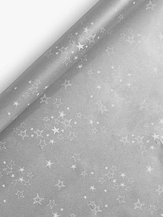 John Lewis & Partners Snowscape Midnight Star Gift Wrap, Silver, 3m