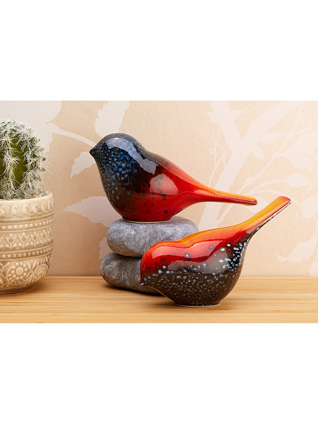 Poole Pottery Flare Pecking Bird Ornament, Set of 2