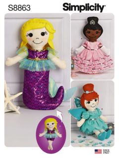 Simplicity Mermaid and Princess Doll Sewing Pattern, 8863