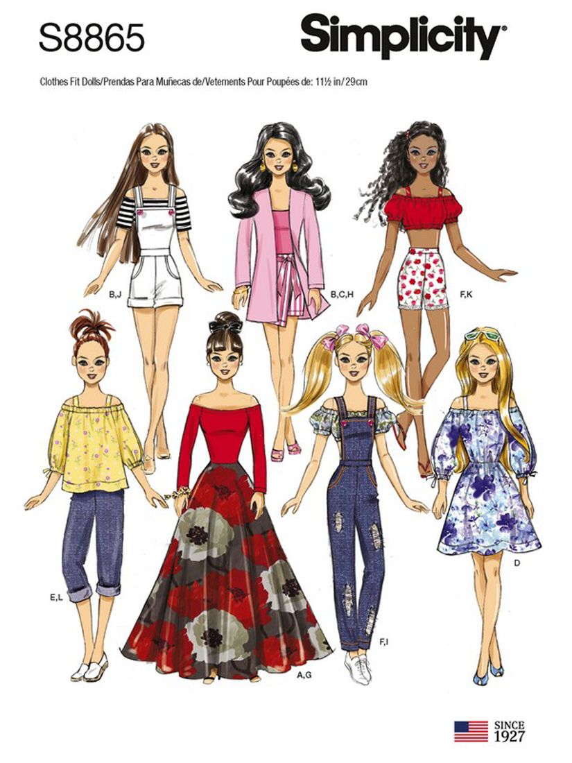 Simplicity Fashion Doll Clothes Sewing Pattern, 8865