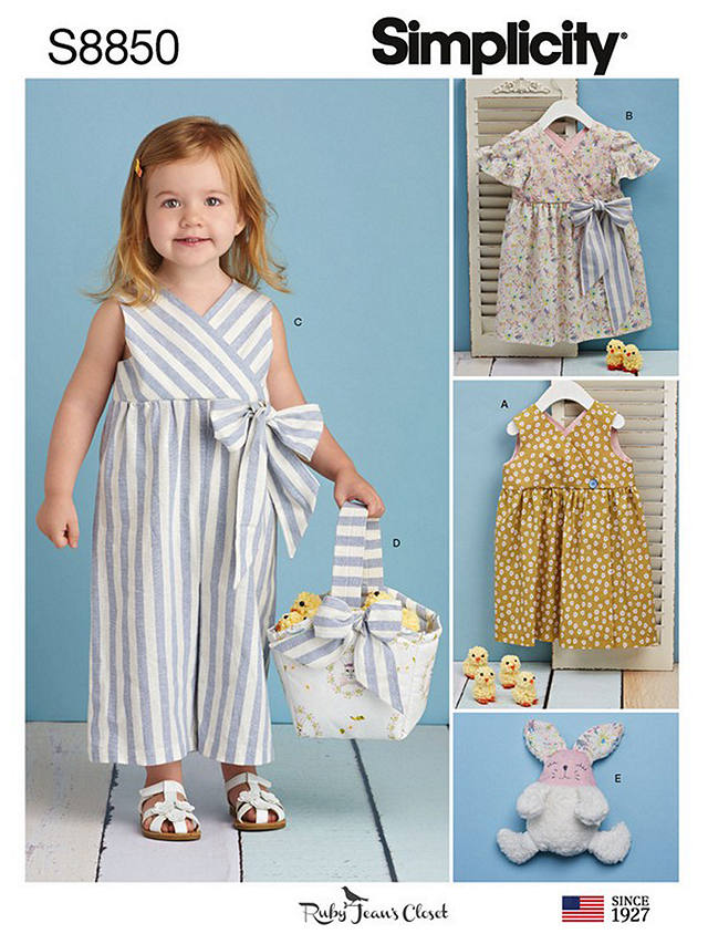 Simplicity Children's Dress and Jumpsuit Sewing Pattern, 8850, A