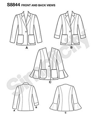 Simplicity Women's Blazer Sewing Pattern, 8844, H5