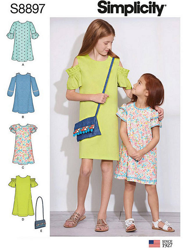 Simplicity Children's and Girls' Dress and Bag Sewing Pattern, 8897, K5