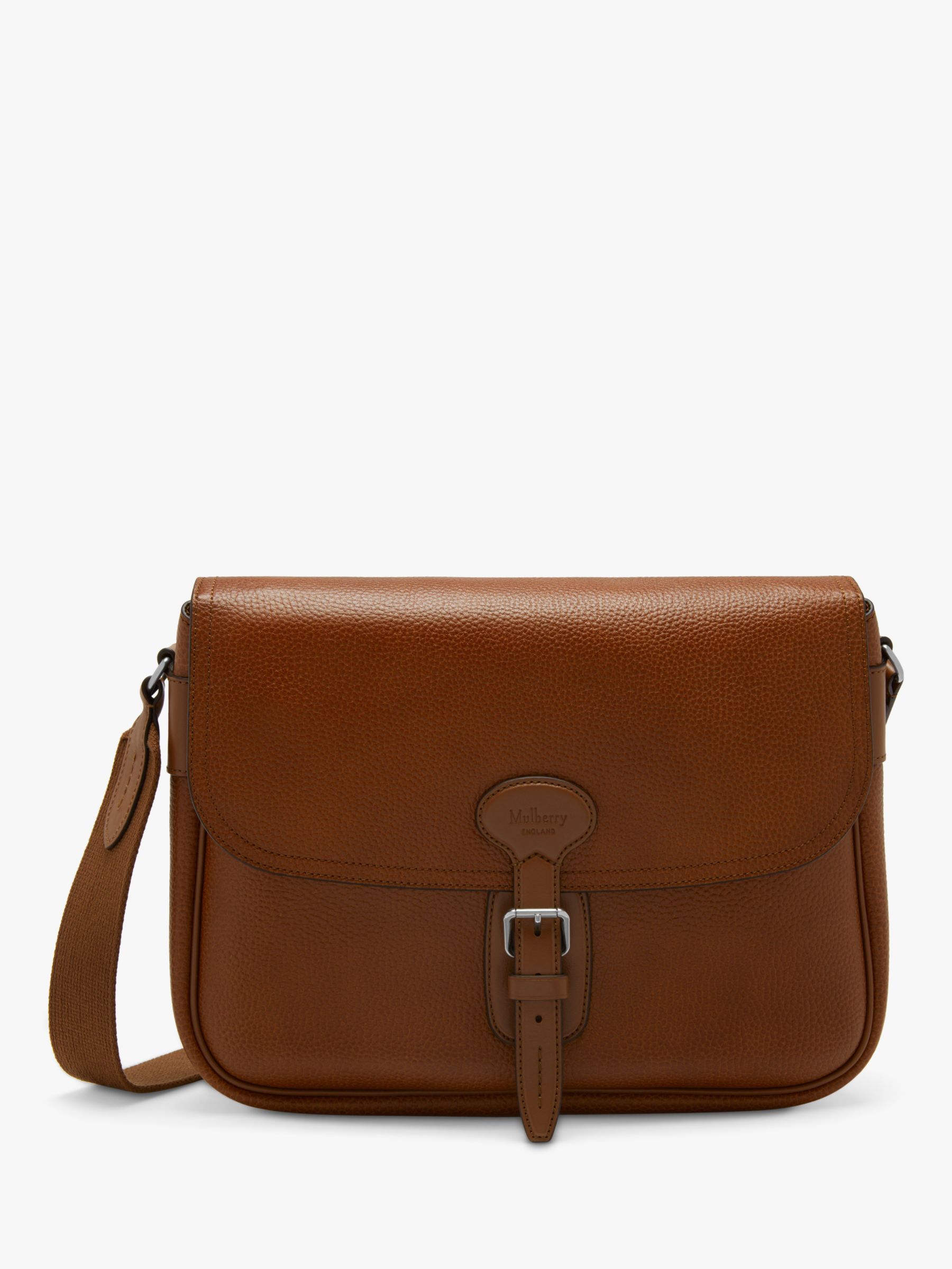 Mulberry Small Heritage Leather Messenger Bag, Oak at John Lewis & Partners