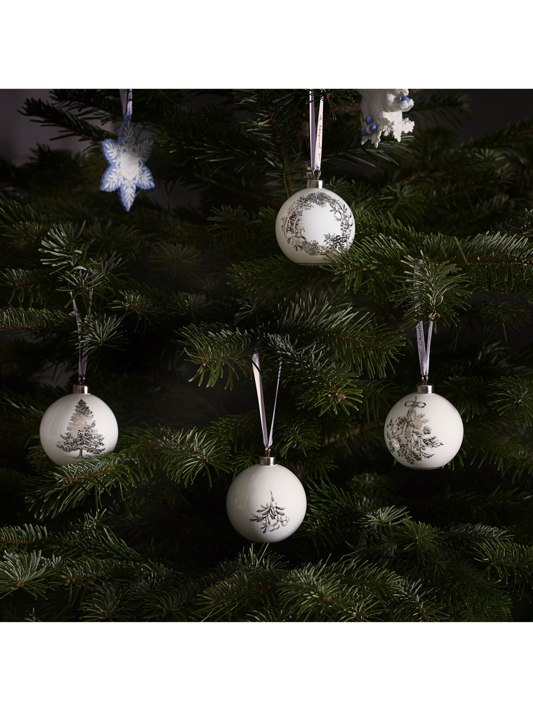 Wedgwood Winter White Christmas Tree Bauble at John Lewis & Partners