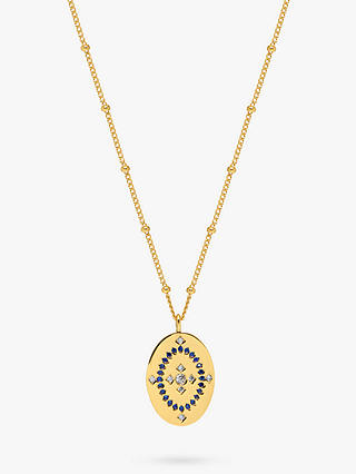 Estella Bartlett Cubic Zirconia Oval Pendant Necklace, Gold/Blue
